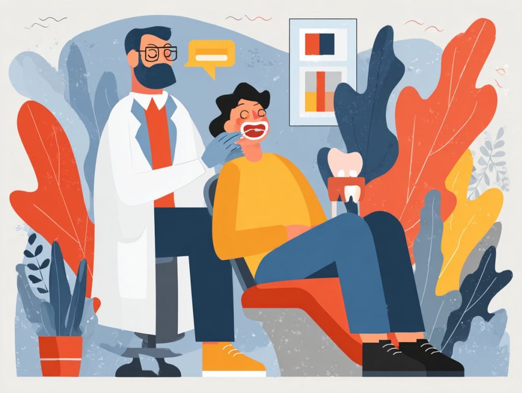 Ilustración de ferulización dental realizada por un especialista.